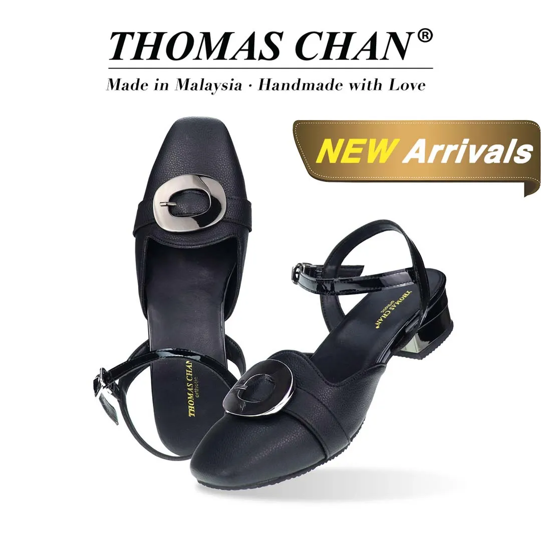 Square-Toe Ankle Strap Low Heels 1.5"inch [Office Wear Series]