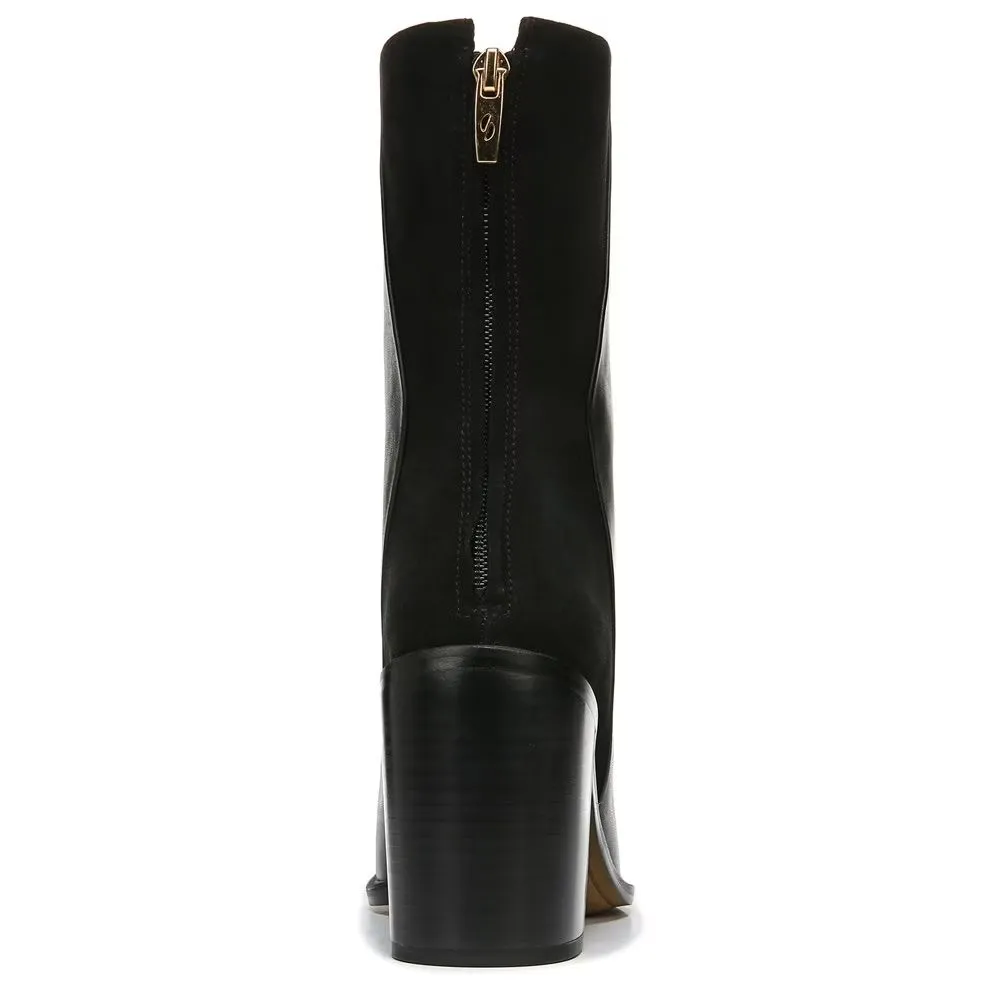 Stevenia Black Leather Franco Sarto Ankle Boots