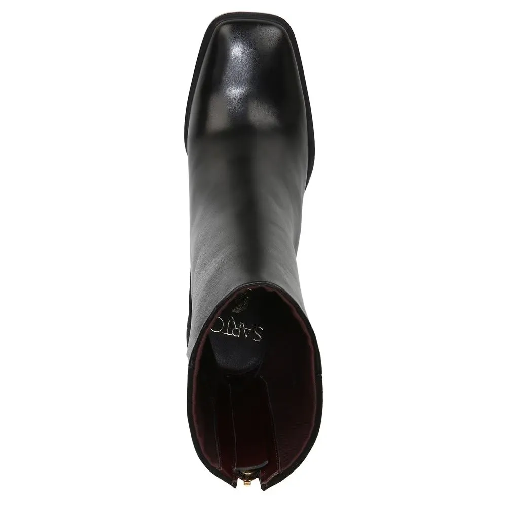 Stevenia Black Leather Franco Sarto Ankle Boots