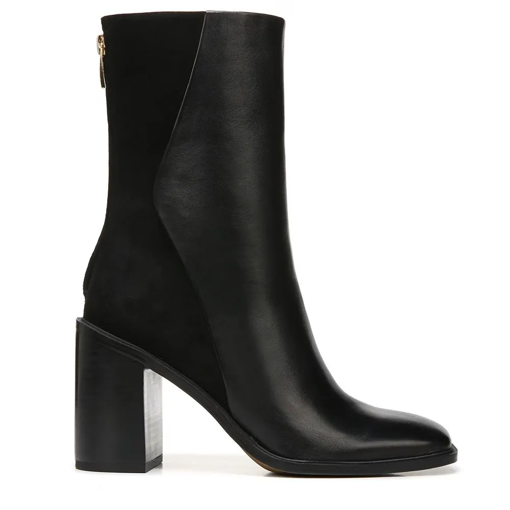 Stevenia Black Leather Franco Sarto Ankle Boots