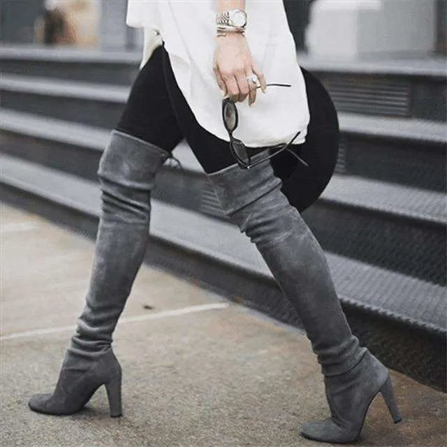 Stretch Flock Winter High Boots