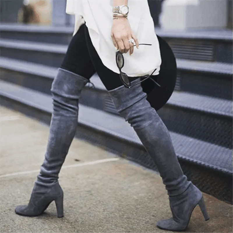 Stretch Flock Winter High Boots