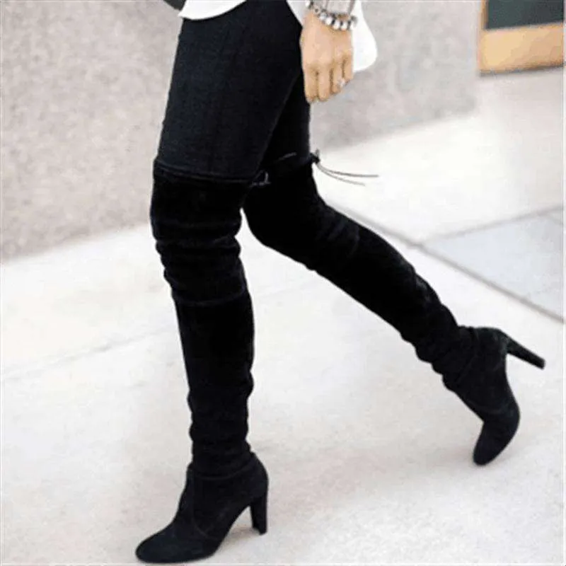 Stretch Flock Winter High Boots