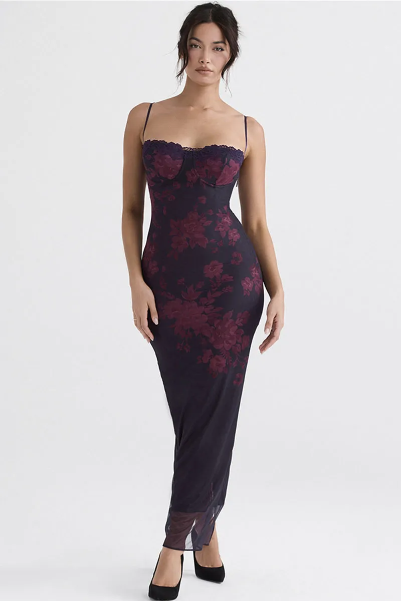 Stunning Sweetheart Floral Trendy Print Maxi Dress