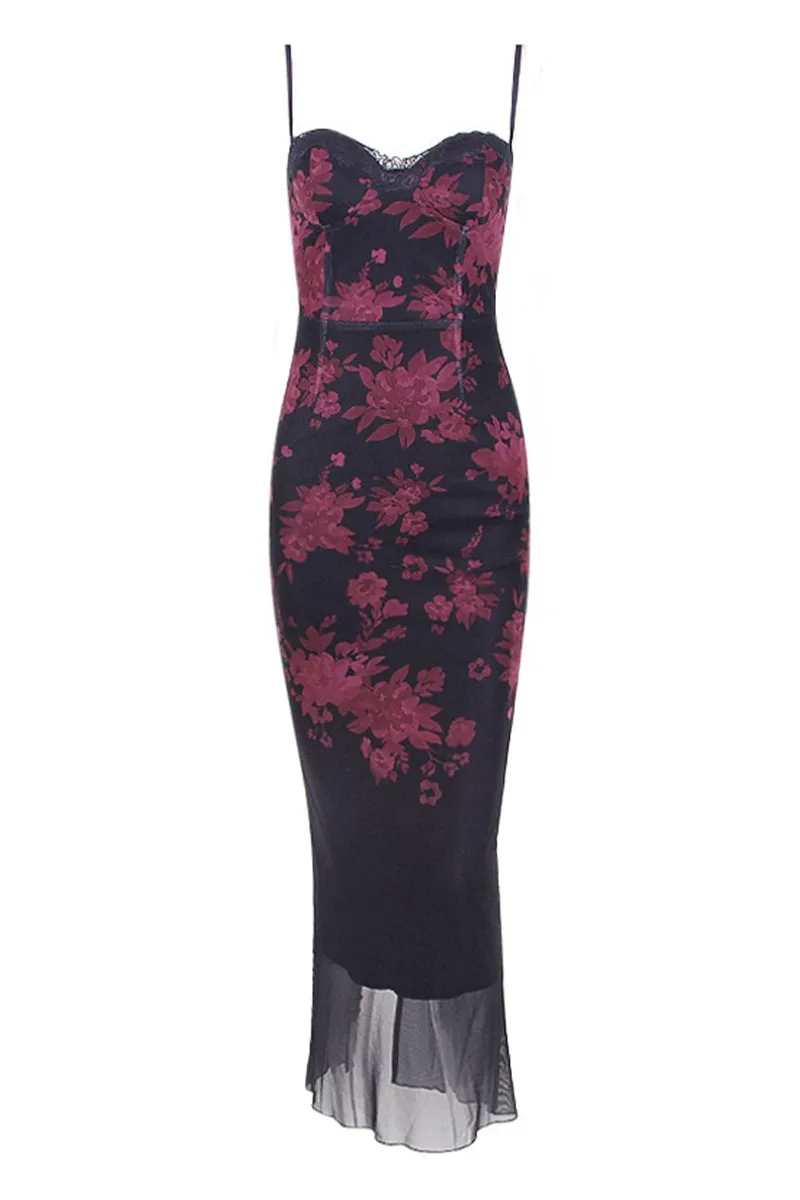 Stunning Sweetheart Floral Trendy Print Maxi Dress