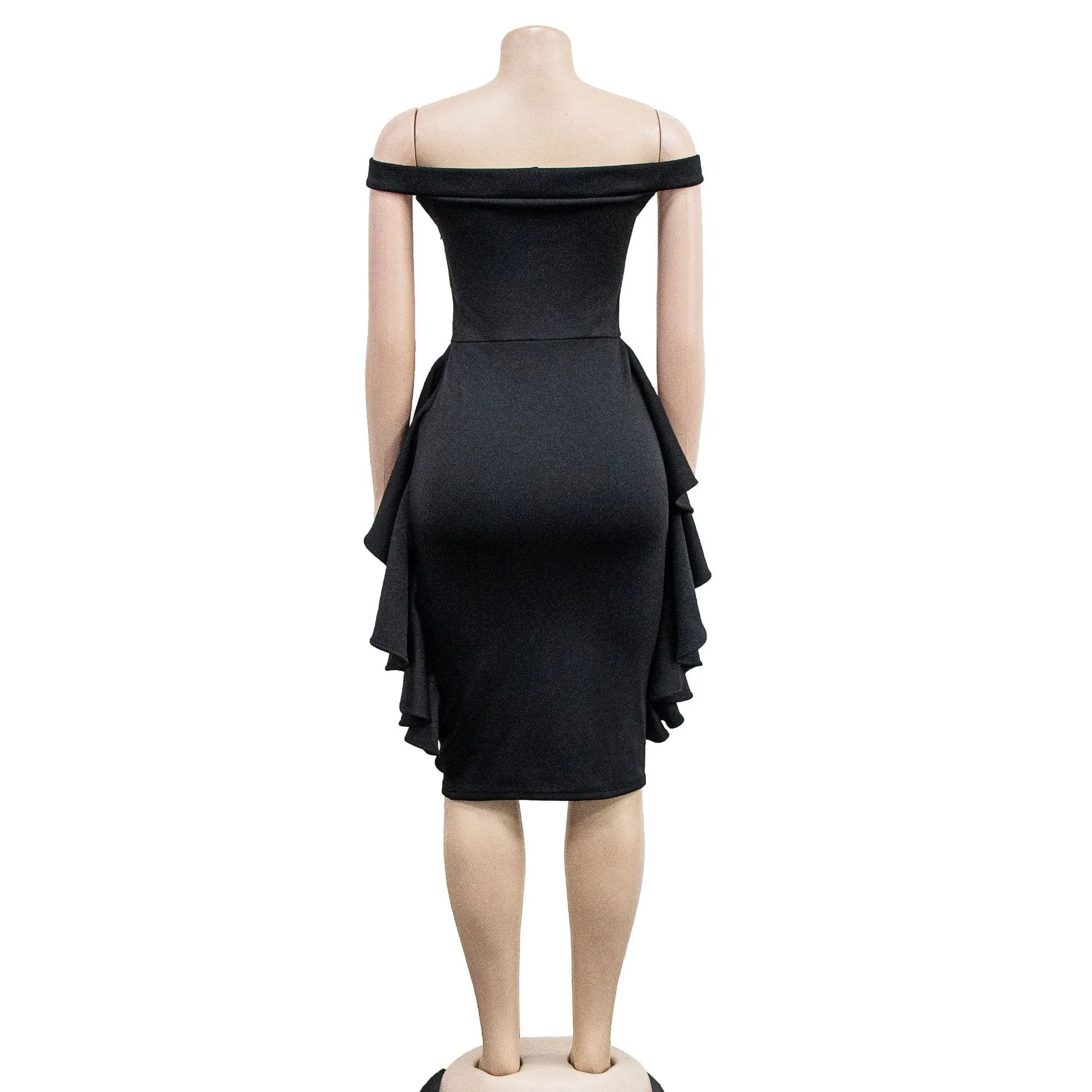 Stylish Women's Pure Color Sleeveless Ruffled Short Sparkly Dress