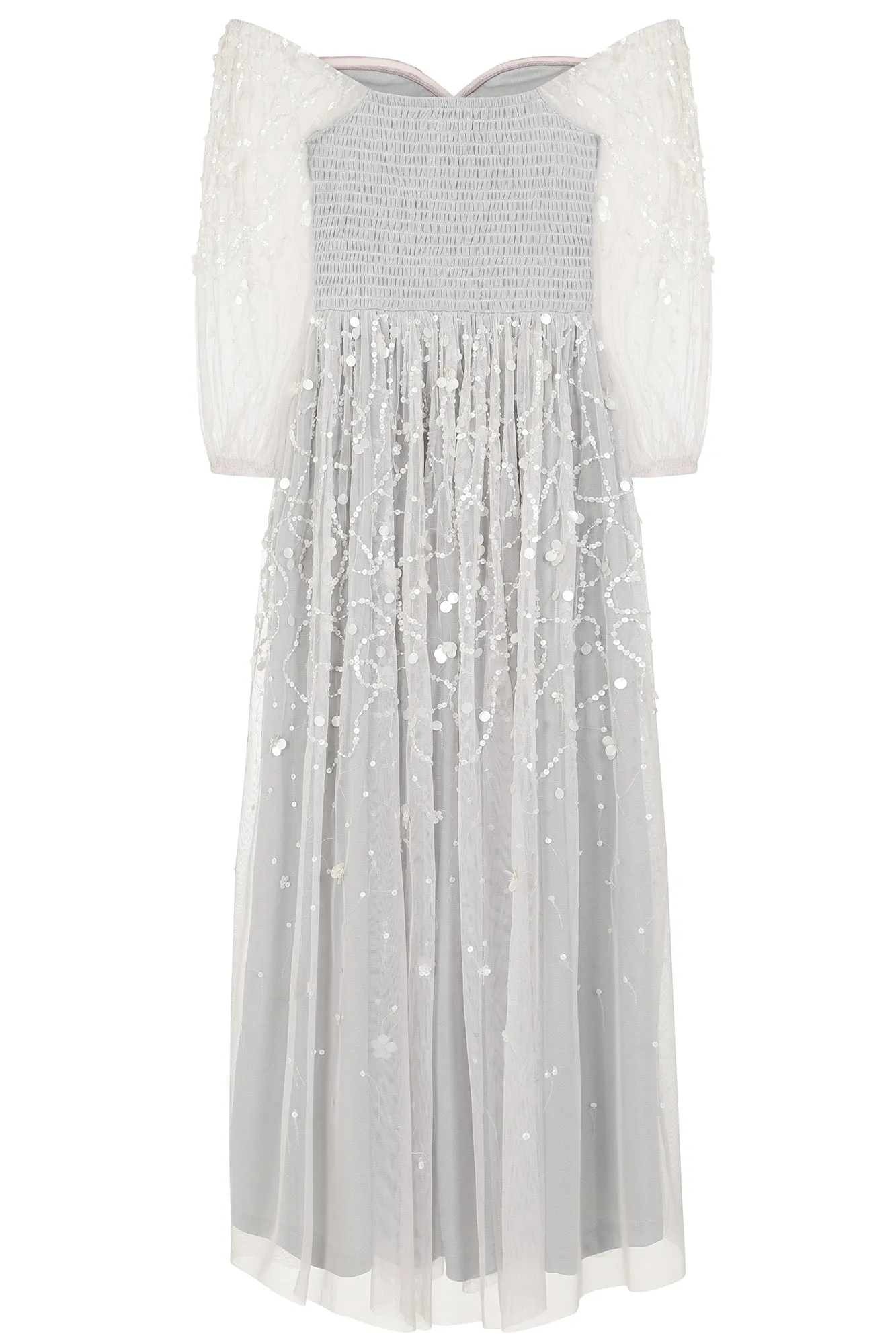 Suzanne Grey Off The Shoulder Sequin Midi Dress
