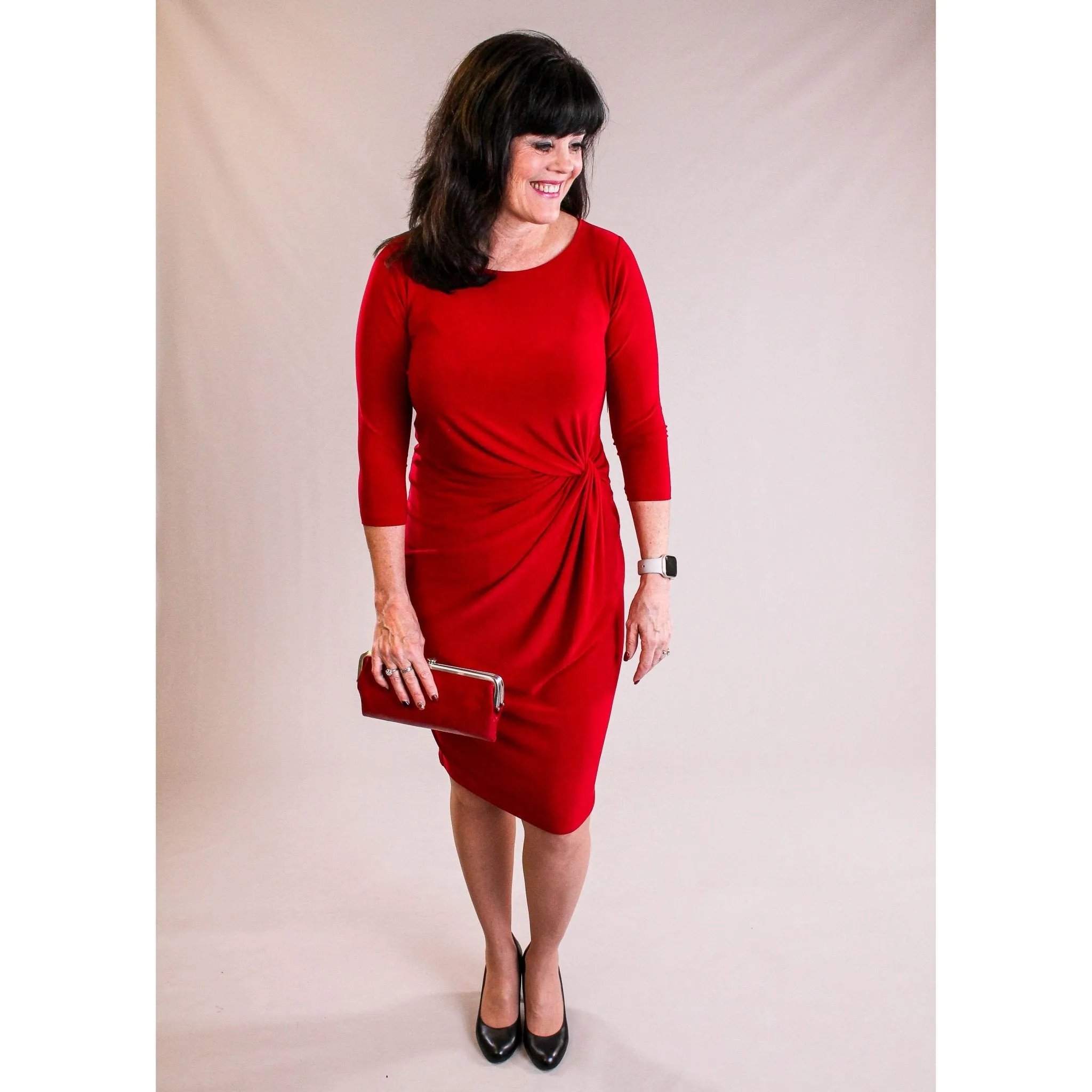 Sympli Side Twist Dress with 3/4 Sleeve