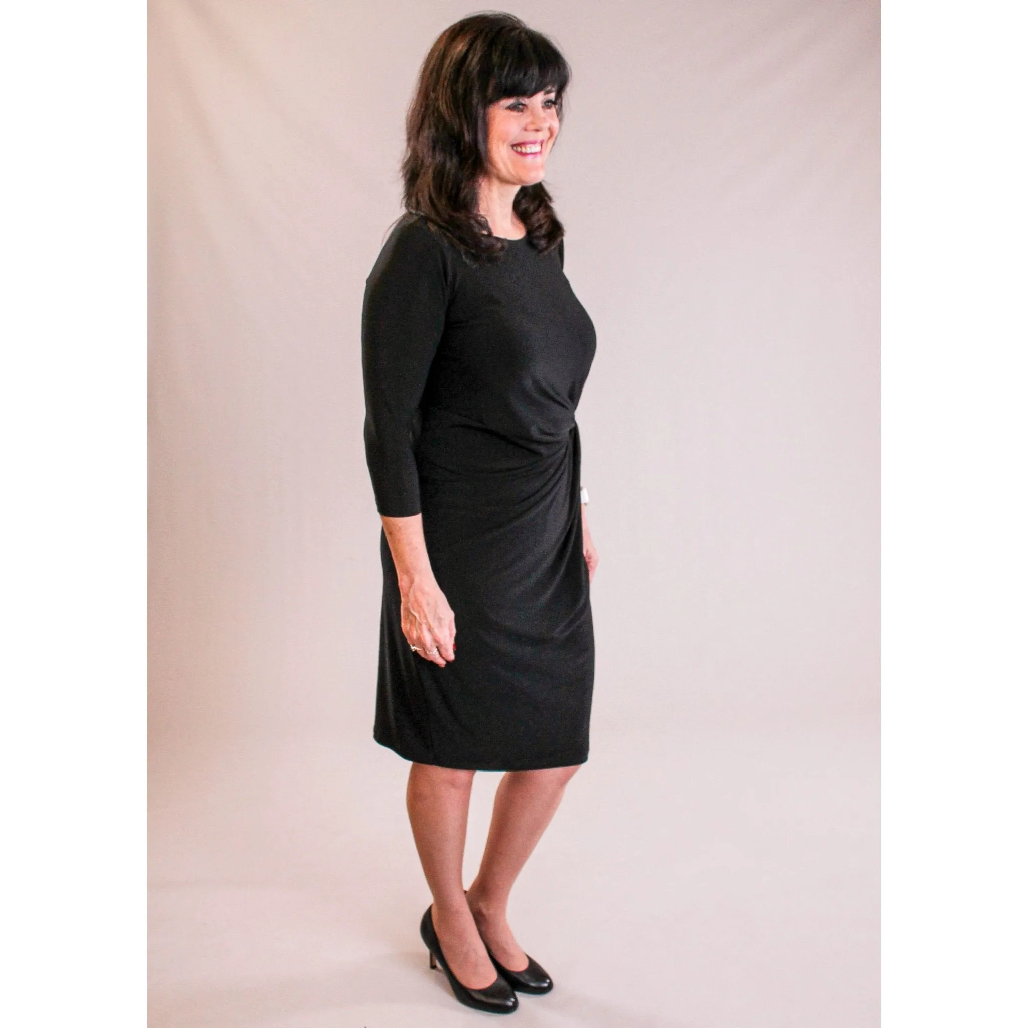 Sympli Side Twist Dress with 3/4 Sleeve