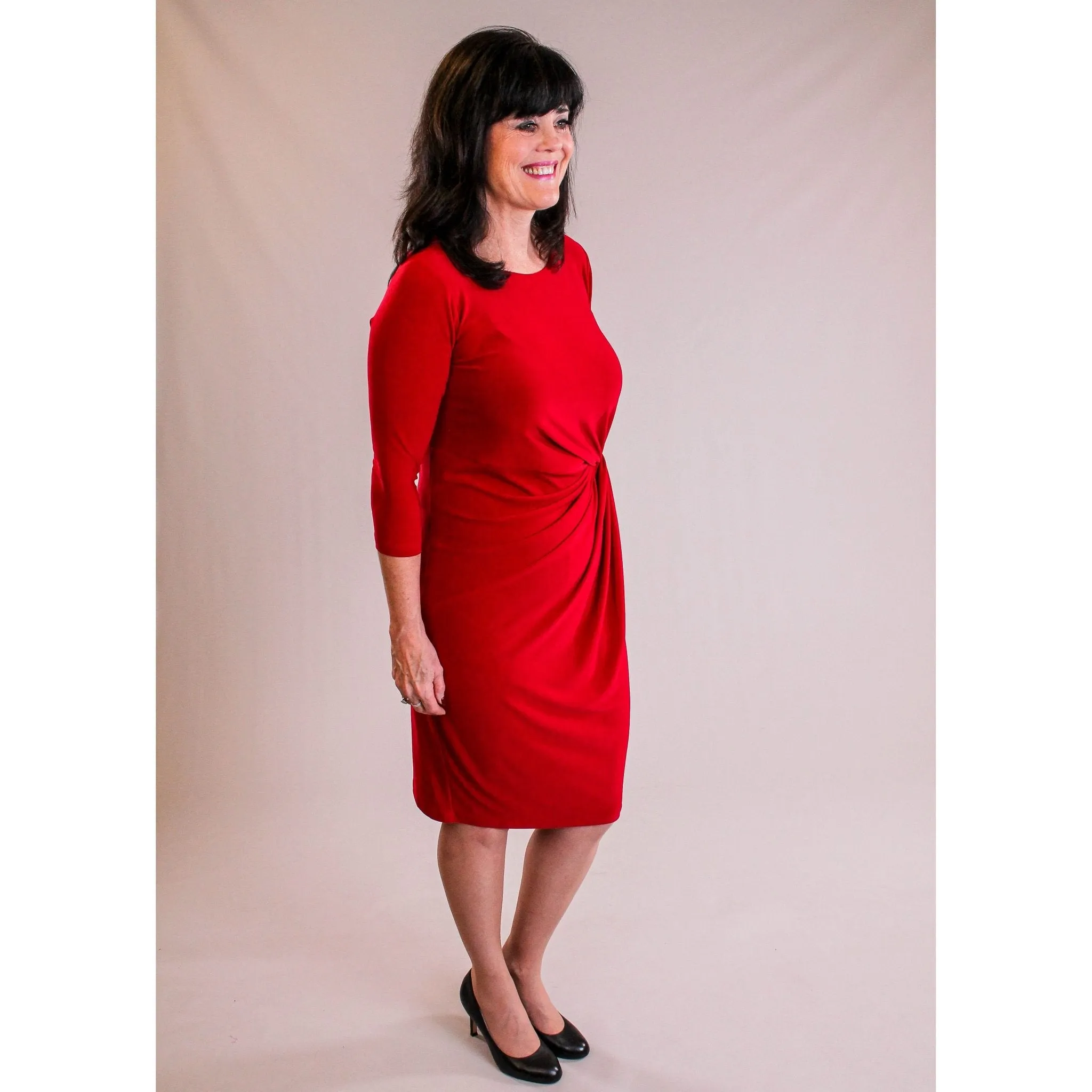 Sympli Side Twist Dress with 3/4 Sleeve