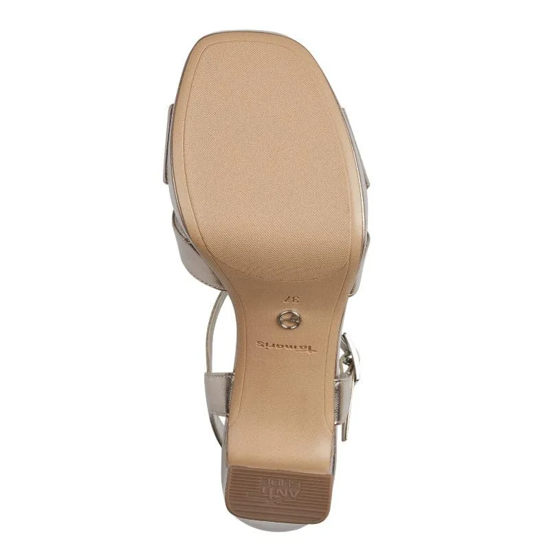 Tamaris Womens Gold High-Heel Sandal 1-28349-42