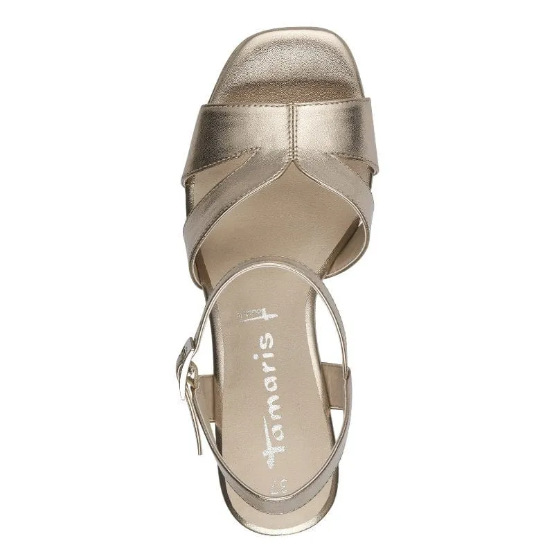 Tamaris Womens Gold High-Heel Sandal 1-28349-42