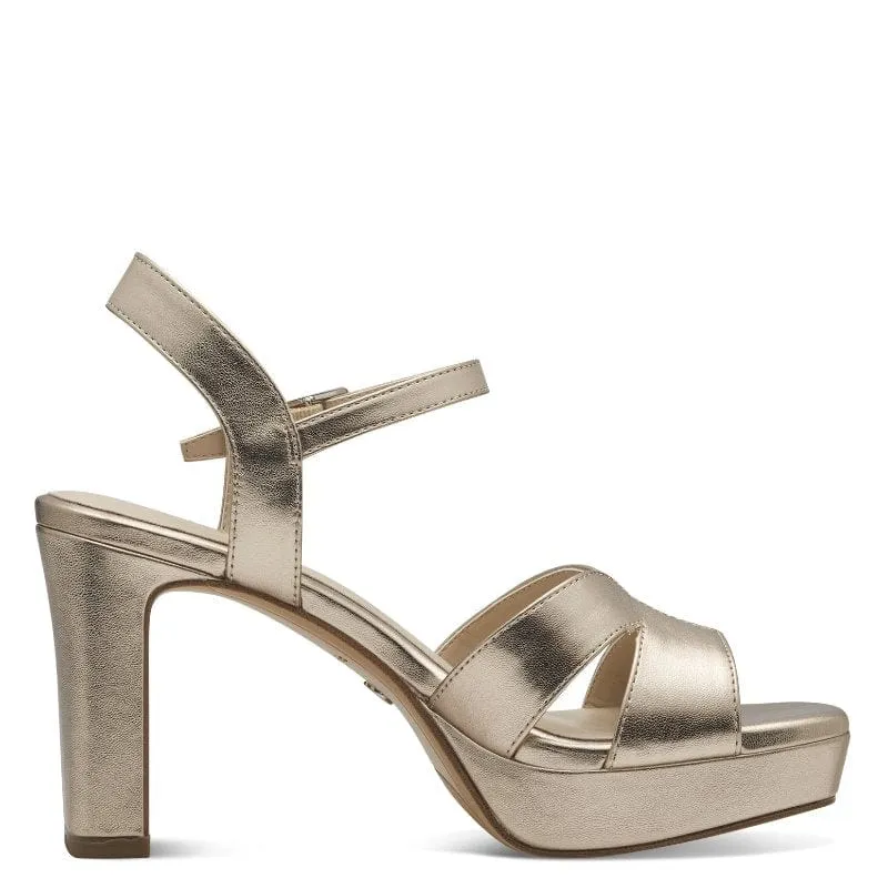 Tamaris Womens Gold High-Heel Sandal 1-28349-42