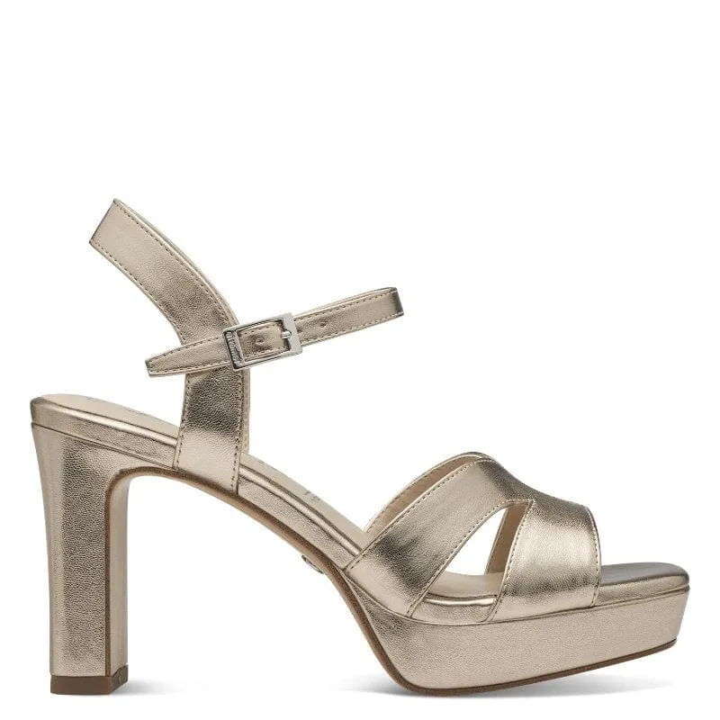 Tamaris Womens Gold High-Heel Sandal 1-28349-42