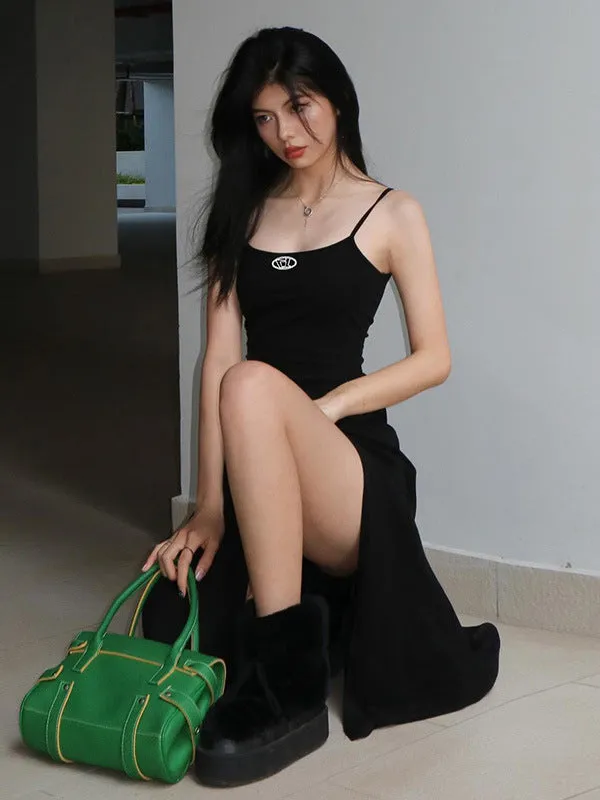 TastyHottie - Black Split Hem Bodycon Dress