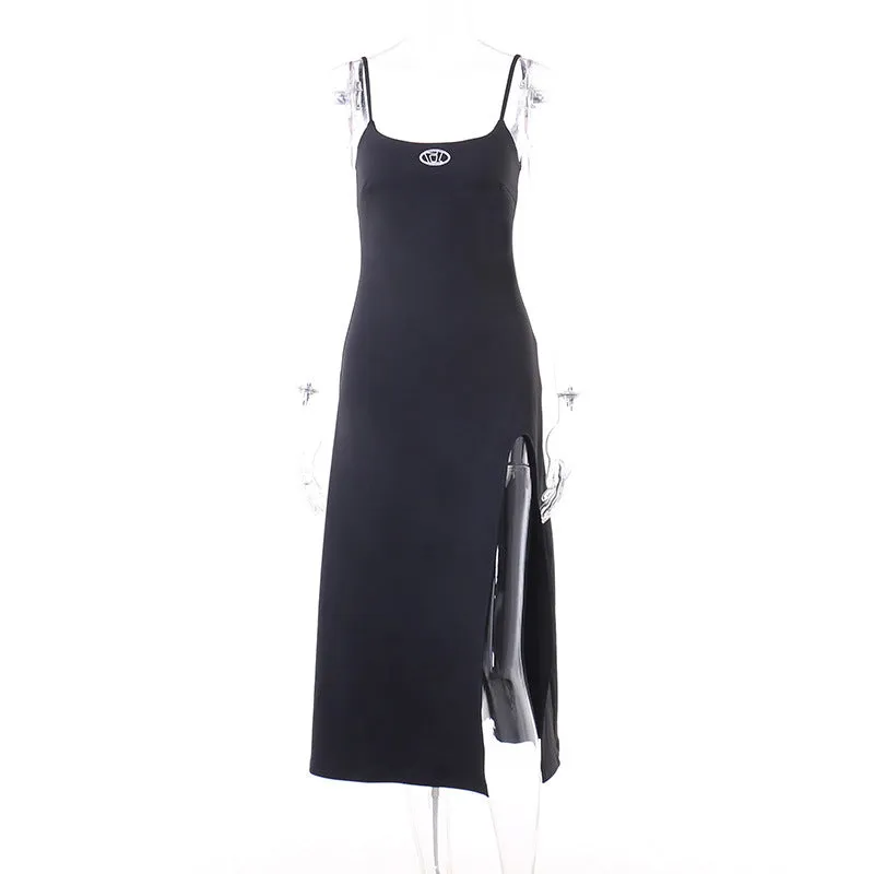 TastyHottie - Black Split Hem Bodycon Dress