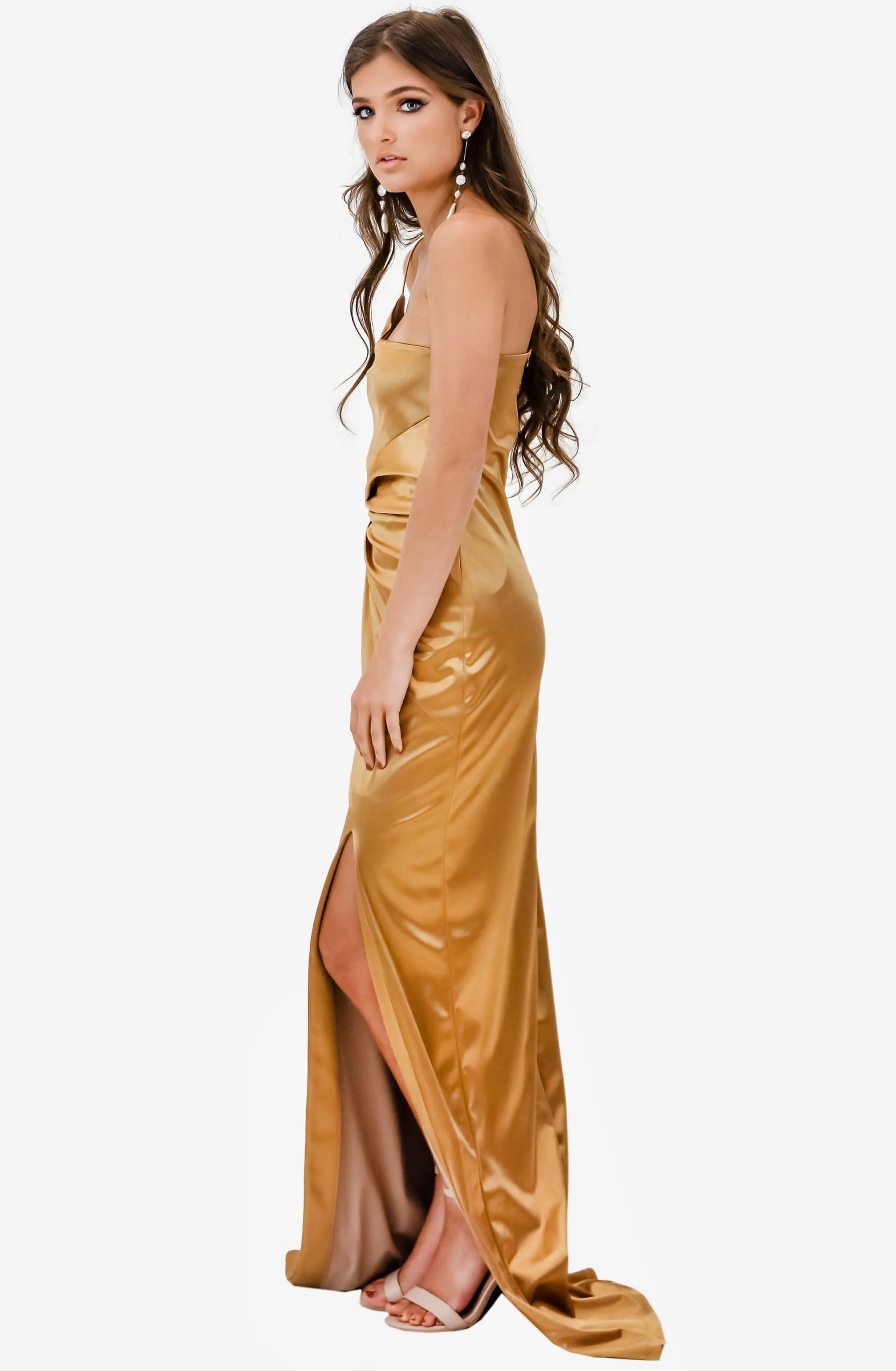 Tease Satin Gold Gown by Nookie