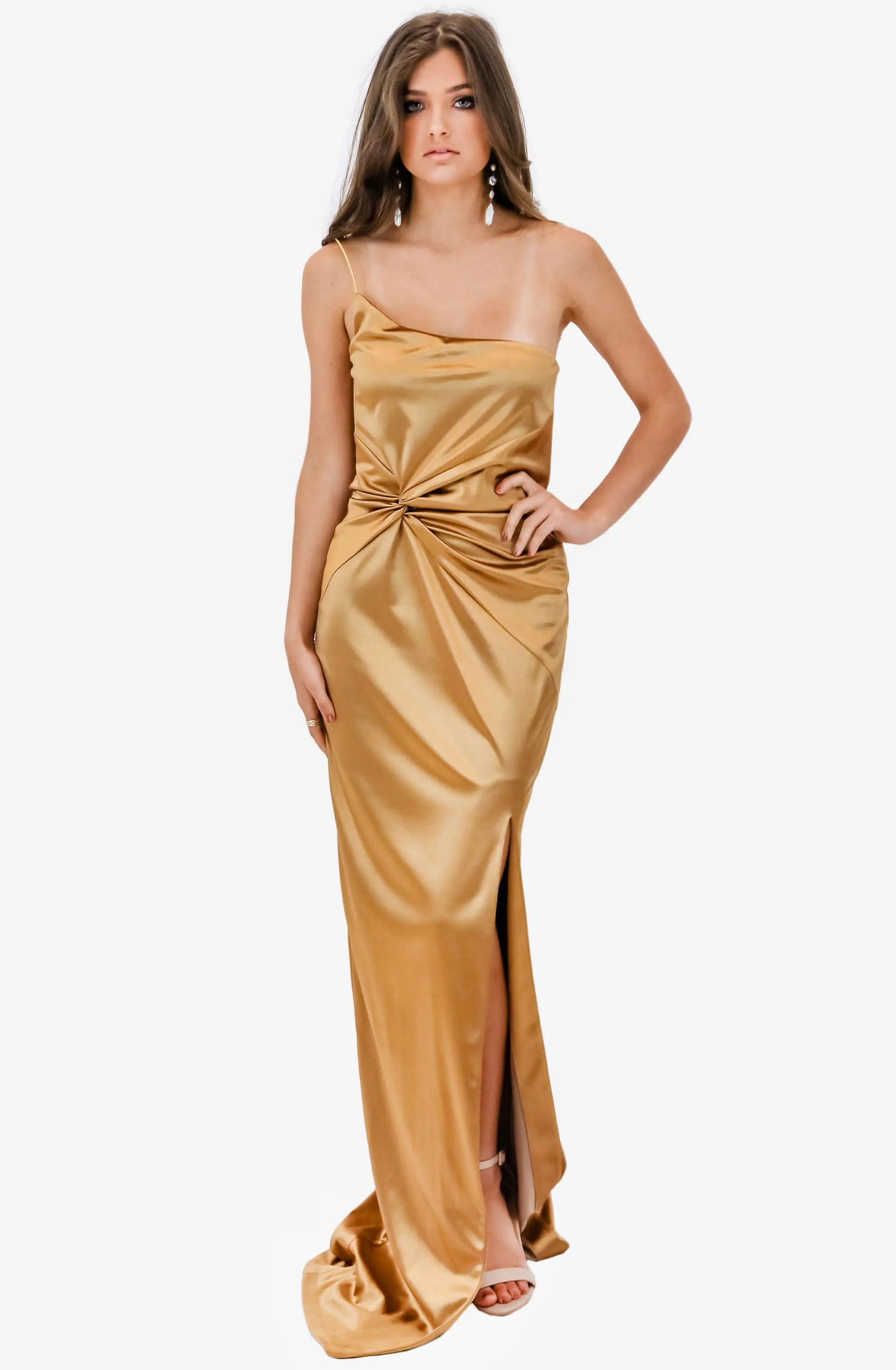 Tease Satin Gold Gown by Nookie