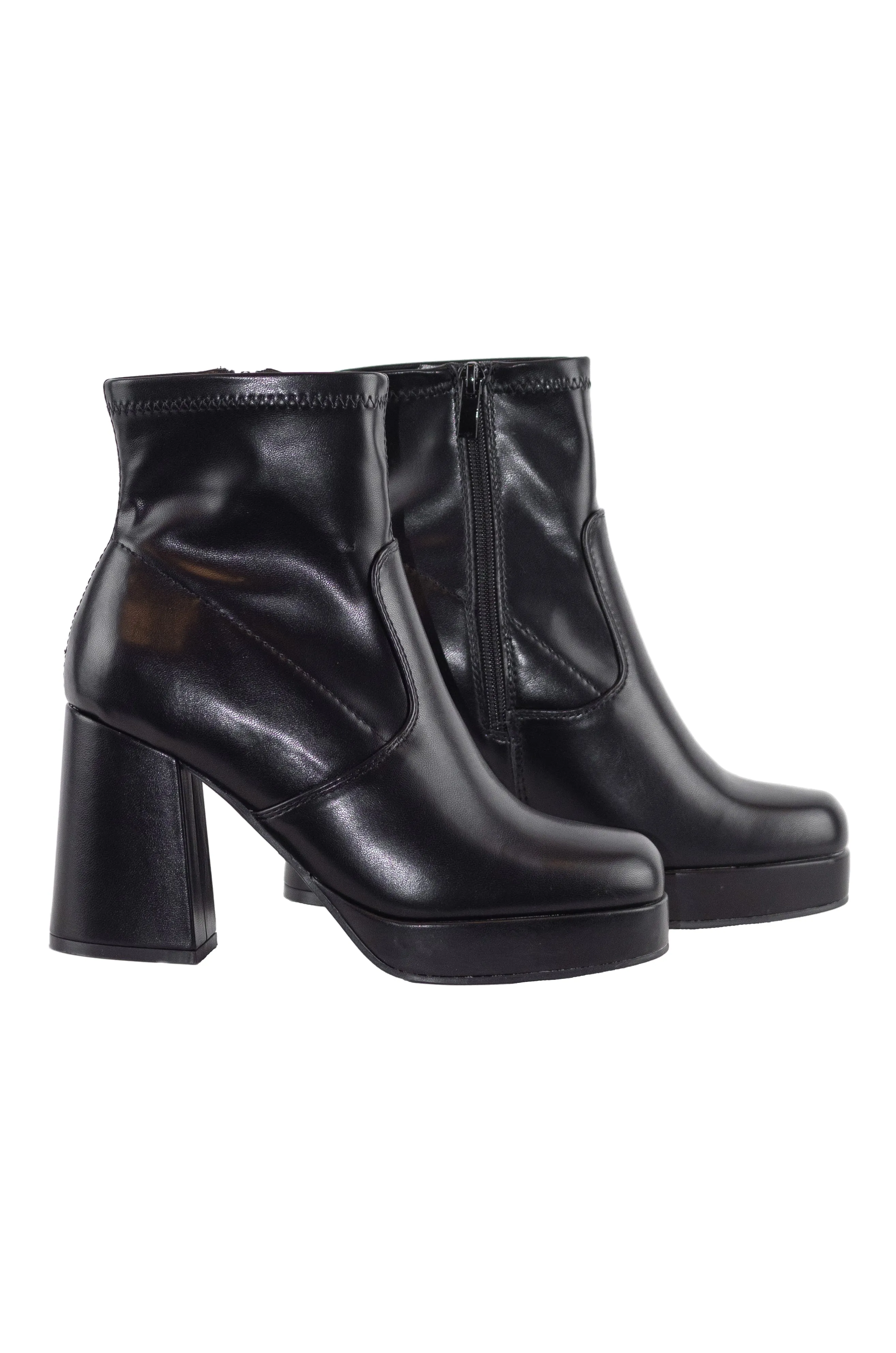 Thalia - Block Mid Heel Ankle Boots, Pull-On Design with Inward Zipper, Stylish Winter Footwear, Comfortable, Perfect for Casual or Dressy Outfits