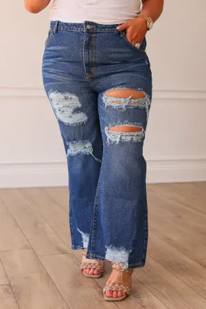 The Blake Midrise Distressed Flare Crop