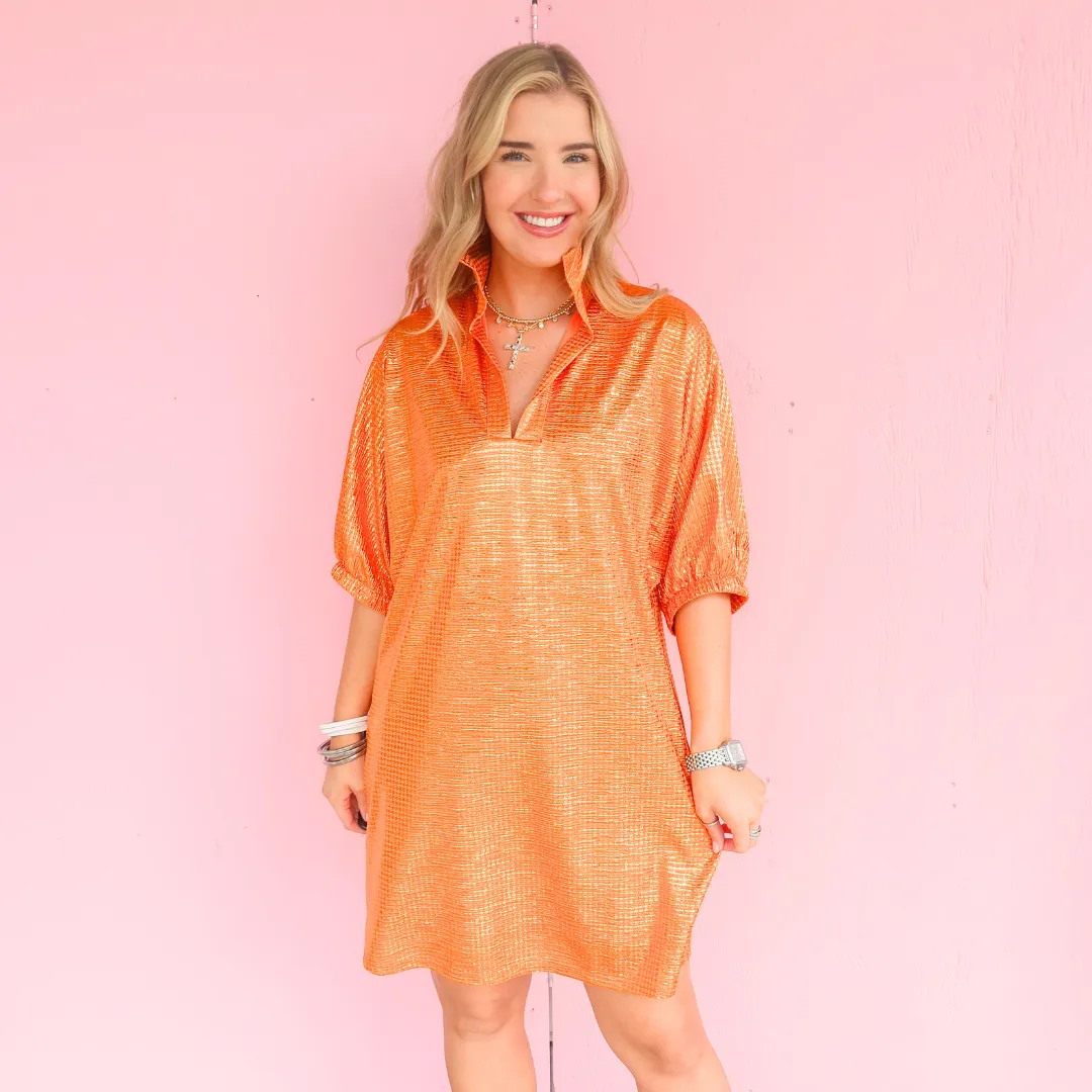The Meredith Dress, Orange Hounds. FIANL SALE.