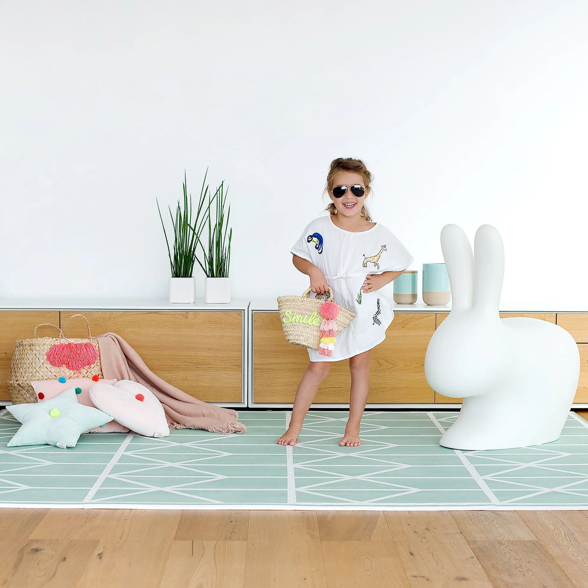 Toddlekind Prettier Puzzle Playmat Nordic Neo Matcha 120x180cm - 6 Tiles & 12 Edging Borders