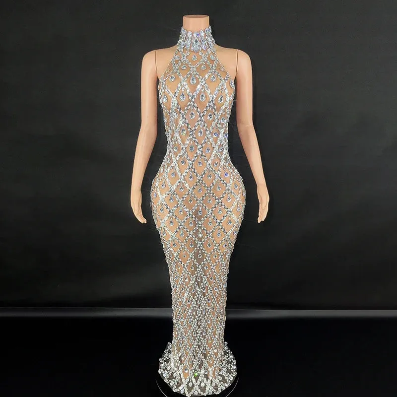 Trend4us Sparkly Diamond Crystal Celebrity Dress
