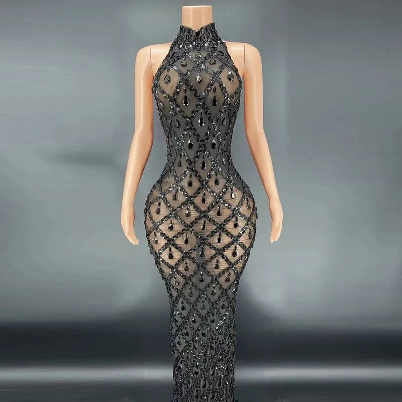 Trend4us Sparkly Diamond Crystal Celebrity Dress