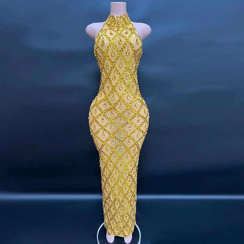 Trend4us Sparkly Diamond Crystal Celebrity Dress