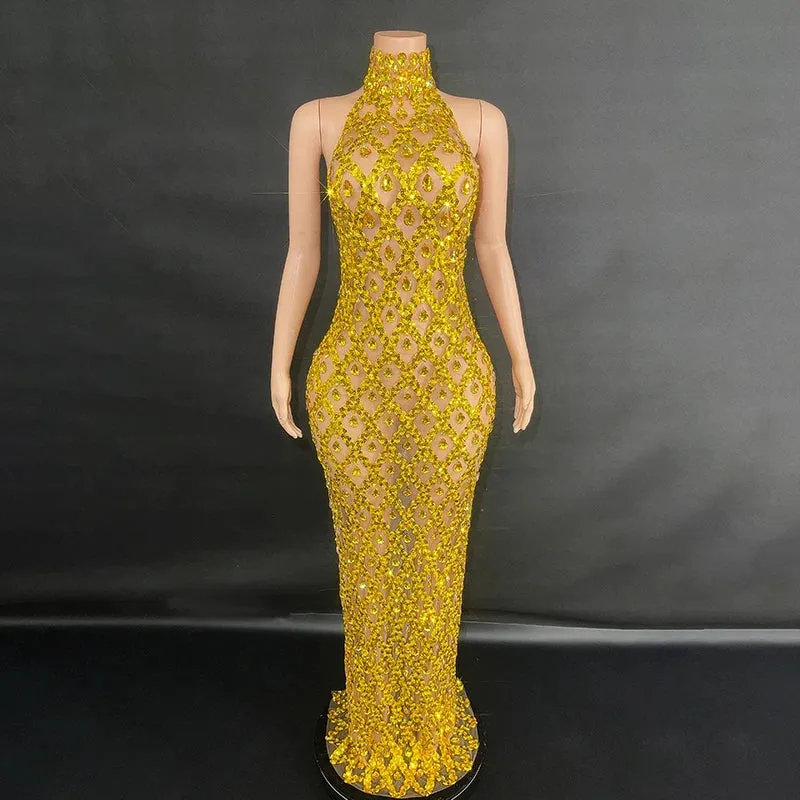 Trend4us Sparkly Diamond Crystal Celebrity Dress