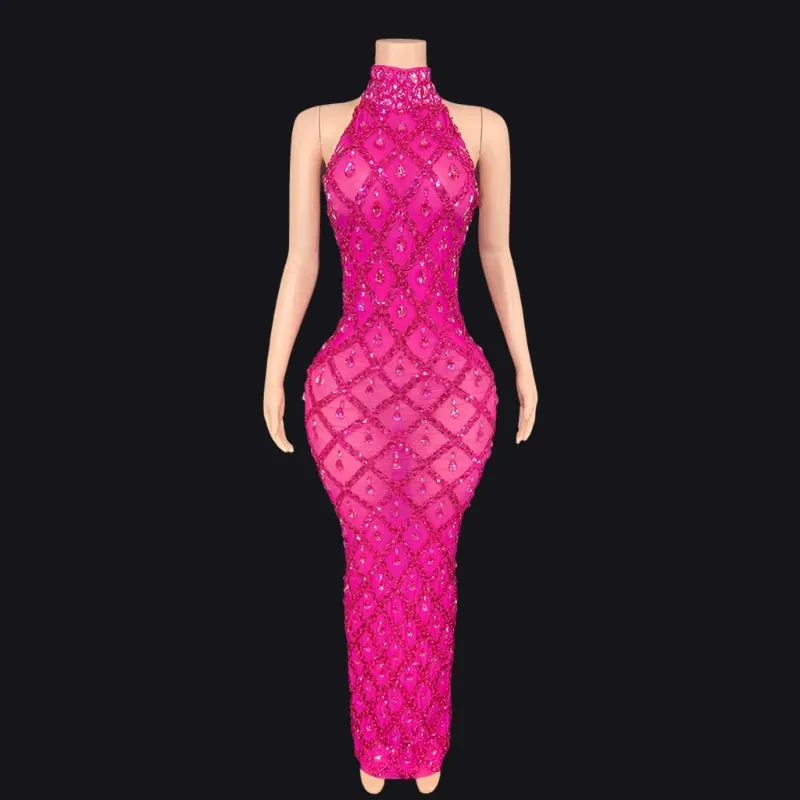 Trend4us Sparkly Diamond Crystal Celebrity Dress