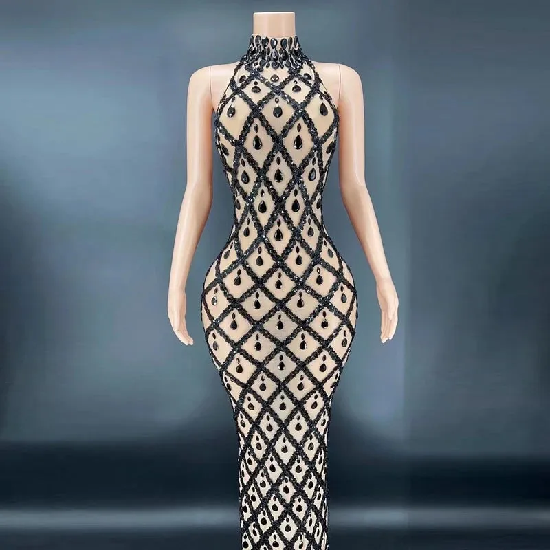 Trend4us Sparkly Diamond Crystal Celebrity Dress