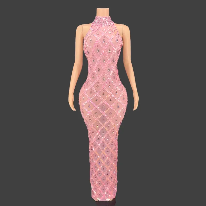 Trend4us Sparkly Diamond Crystal Celebrity Dress