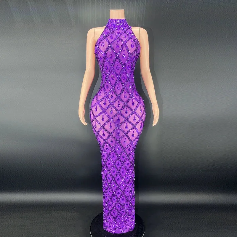 Trend4us Sparkly Diamond Crystal Celebrity Dress
