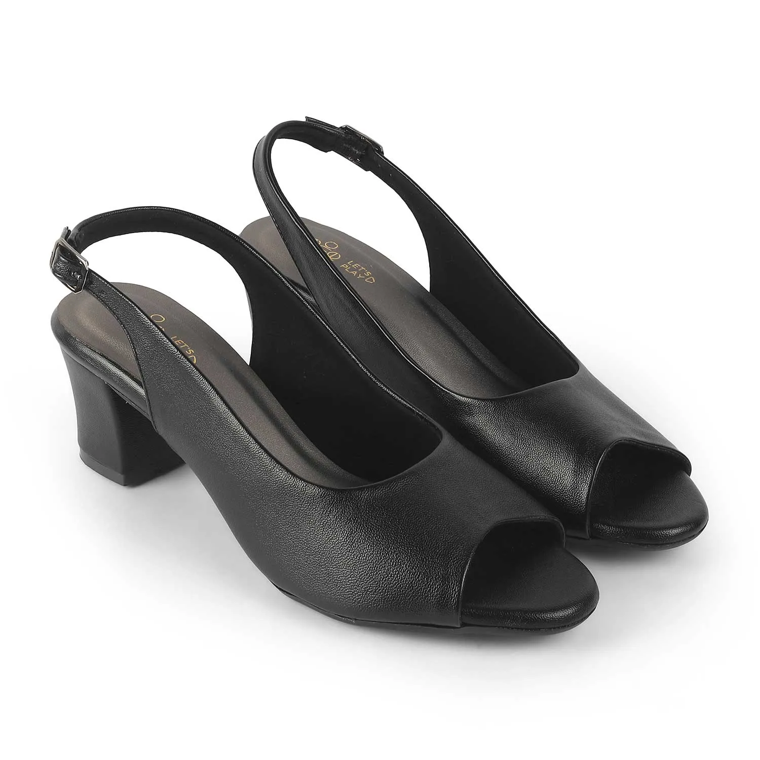 Tresmode Eden Black Women's Dress Peep-Toe Sandals