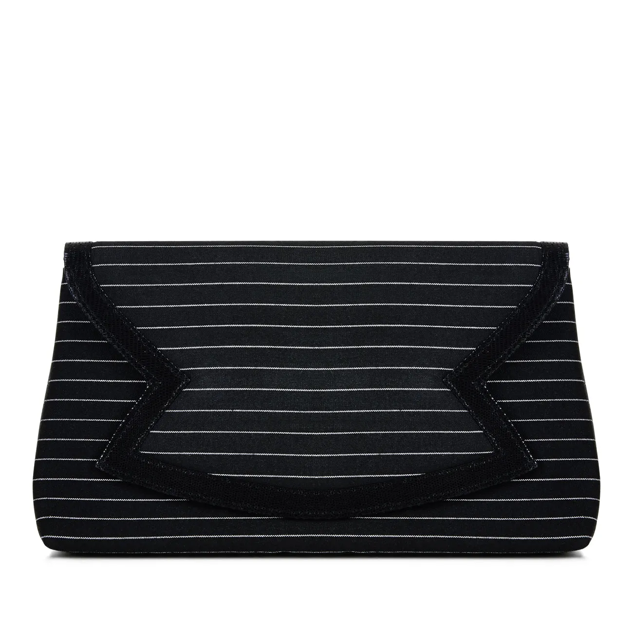 Turin Black Striped Clutch Bag (Matches Madison Heels) by Ruby Shoo