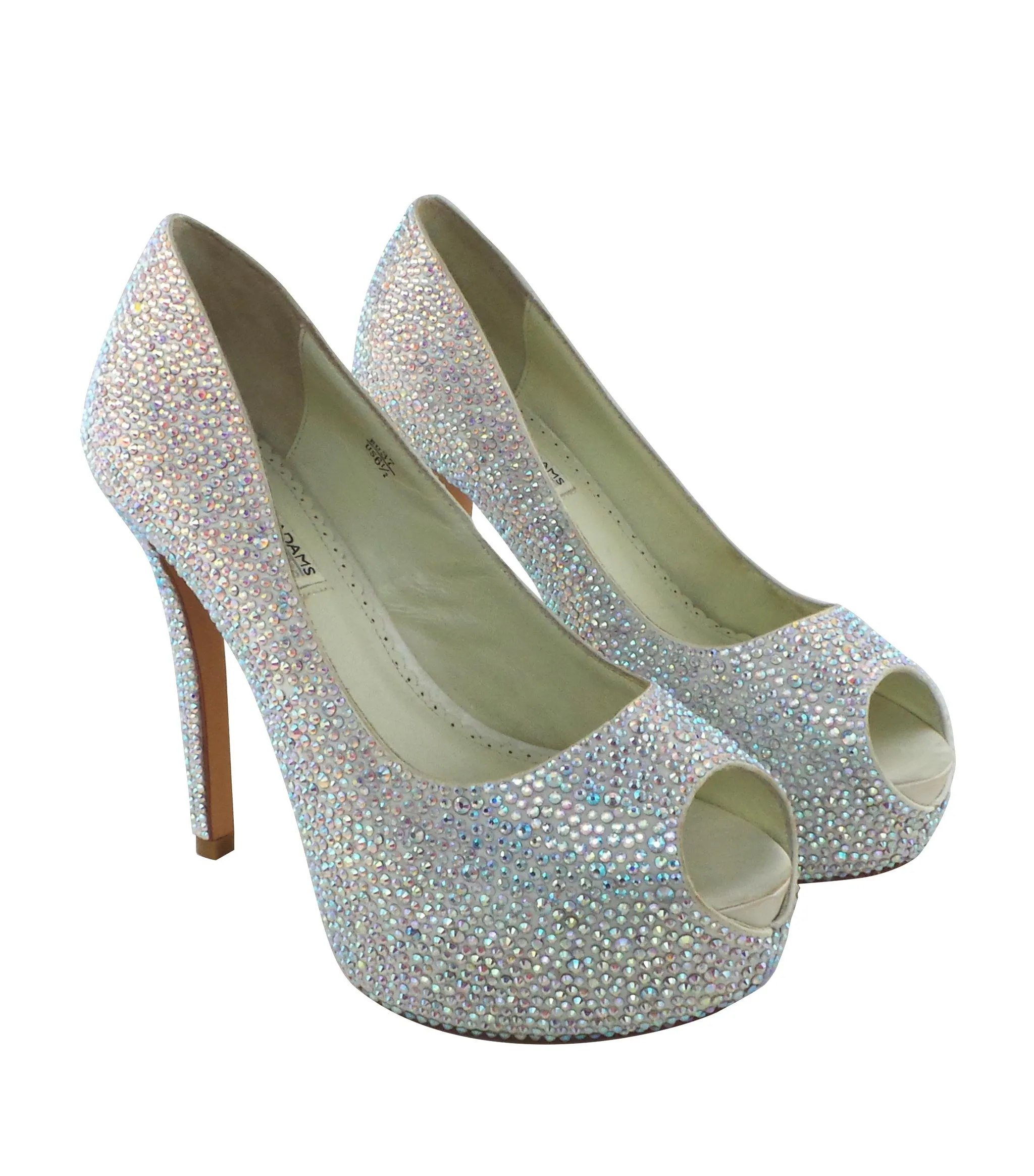 Tyra Jewel Encrusted Peep Toe Platforms