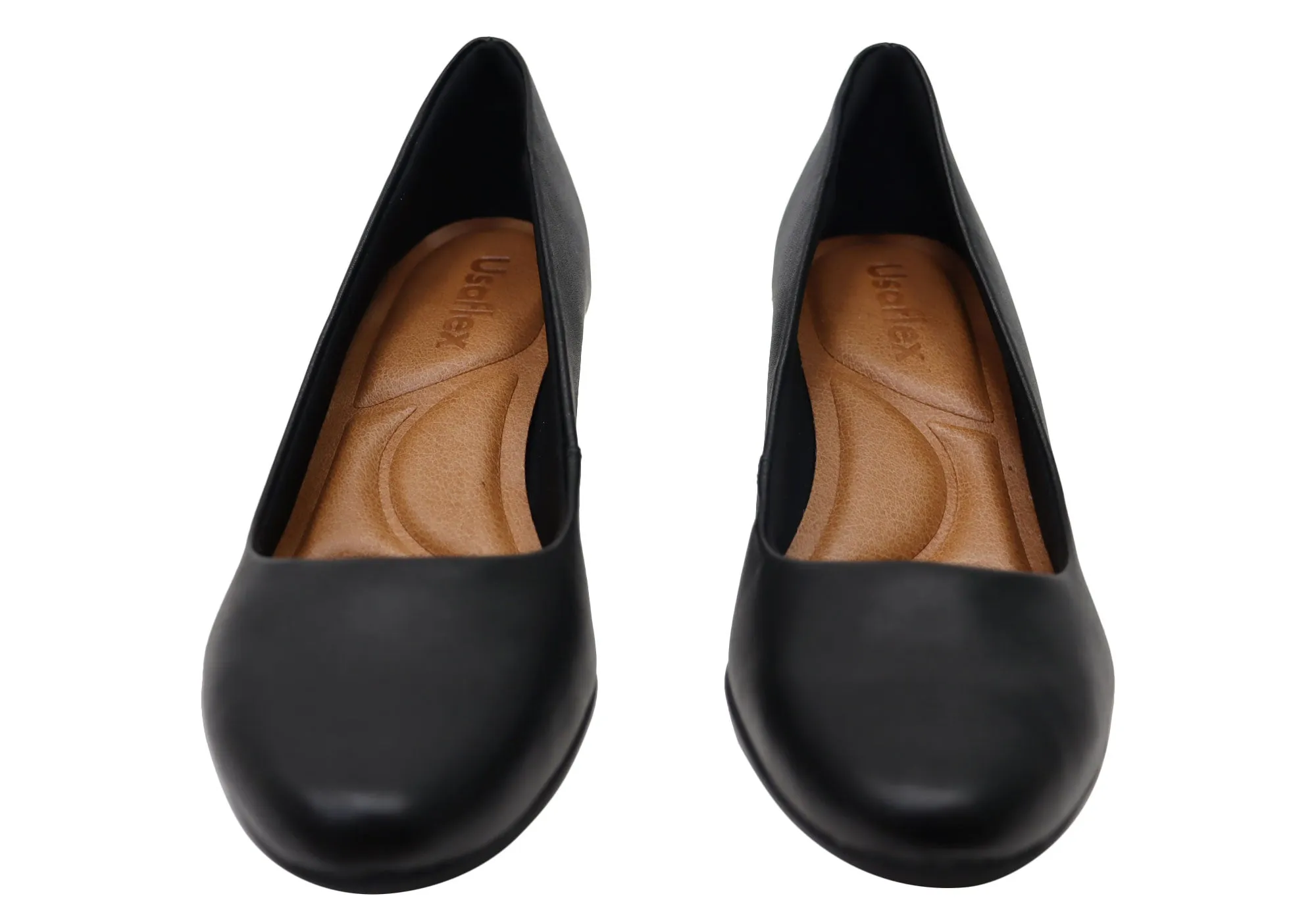 Usaflex Natalie Womens Comfortable Leather Court Shoes Heels