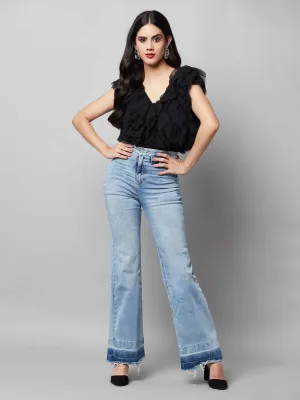 Vacay Multi Layer Black Ruffle Bodysuit