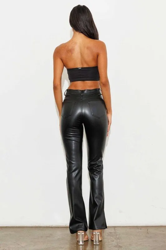 Vegan Leather Flare Pants