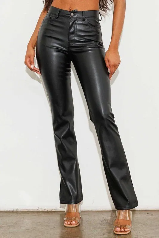 Vegan Leather Flare Pants