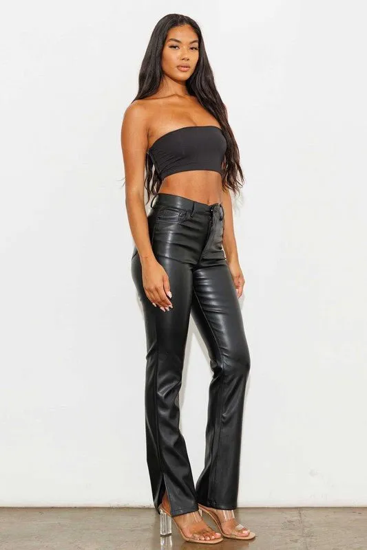 Vegan Leather Flare Pants