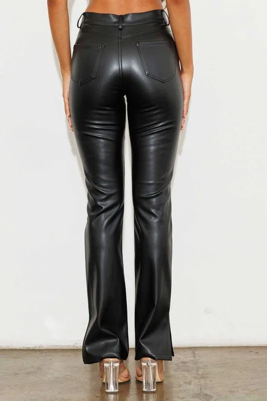 Vegan Leather Flare Pants