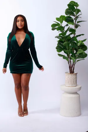 Velvet Love Deep-V Mini Dress