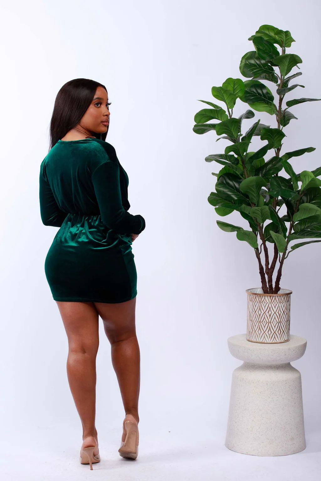 Velvet Love Deep-V Mini Dress