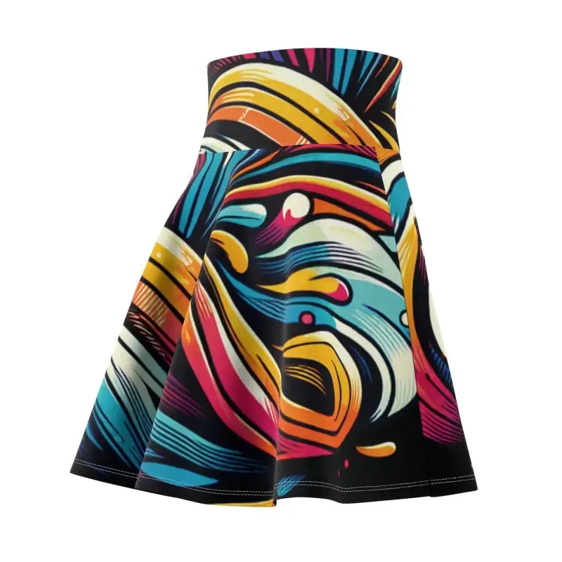 Vibrant Brushstrokes Womens Skater Skirt