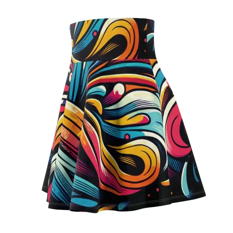 Vibrant Brushstrokes Womens Skater Skirt
