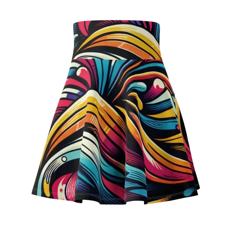 Vibrant Brushstrokes Womens Skater Skirt