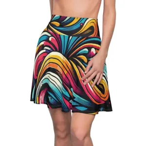 Vibrant Brushstrokes Womens Skater Skirt