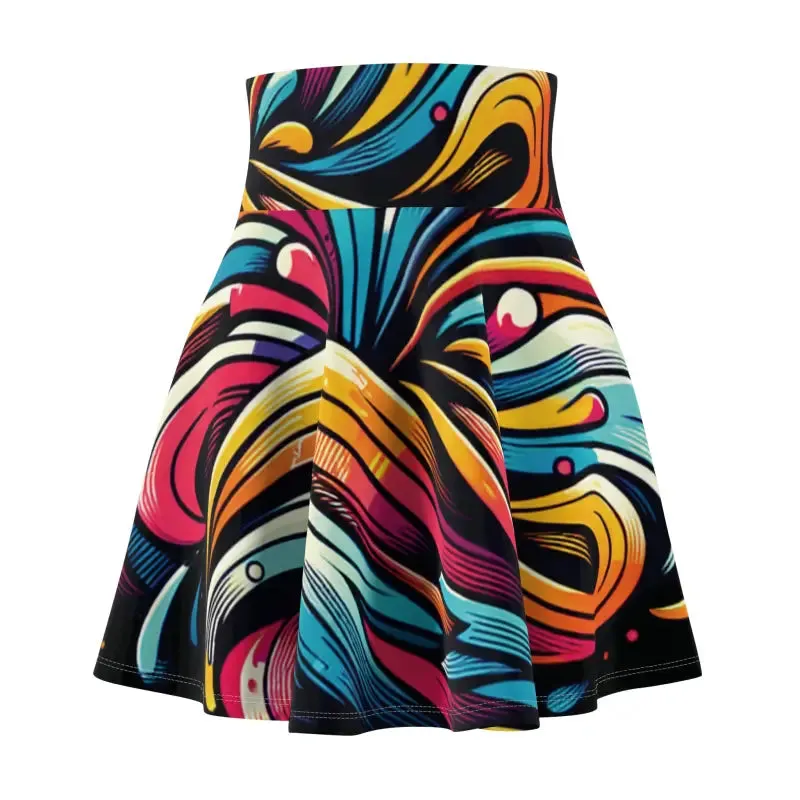 Vibrant Brushstrokes Womens Skater Skirt